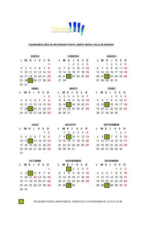 Calendario punto limpio móvil